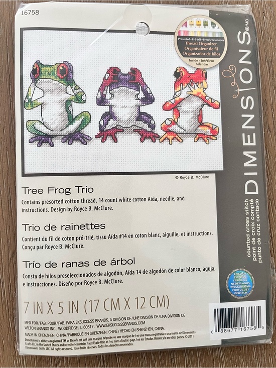 Dimensions Other - New Dimensions Tree Frog Trio Cross Stitch Kit - Multi-Color